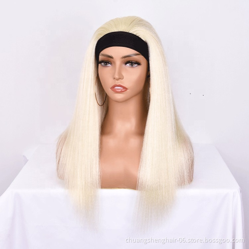 Whosesale products cheap straight headband wig for black women no glue long straingt synthetic fiber toupee(20 inches)